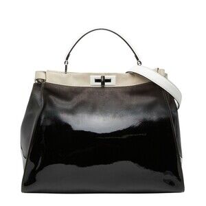 FENDI Brown Leather Peekaboo Shoulder Bag